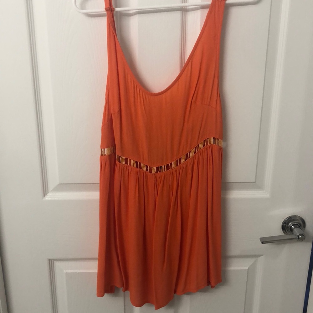 Salmon/Orange romper from LF. Small, zipper-back